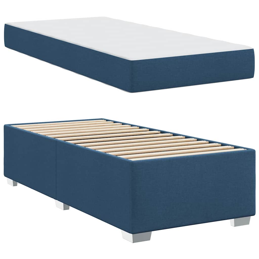 vidaXL Σκελετός Κρεβατιού με στρώμα Μπλε 90 x 190 cm ύφασμα
