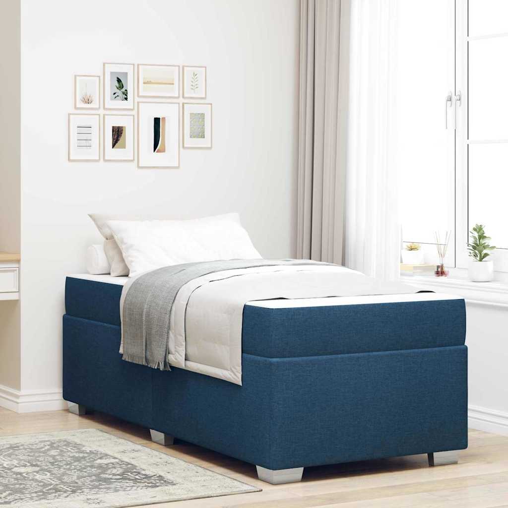 vidaXL Σκελετός Κρεβατιού με στρώμα Μπλε 90 x 200 cm ύφασμα