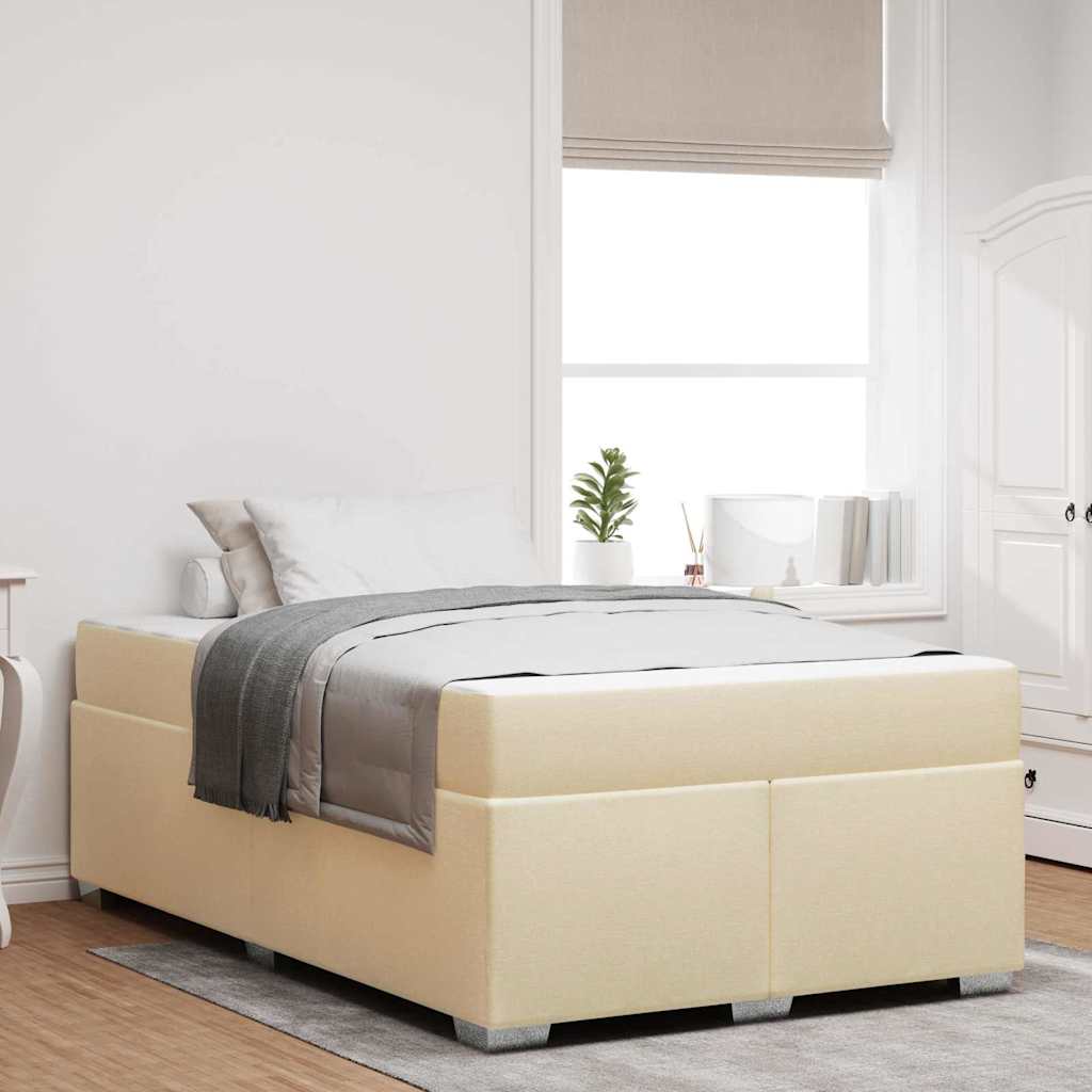 vidaXL Σκελετός Κρεβατιού με στρώμα Κρεμ 120 x 190 cm ύφασμα