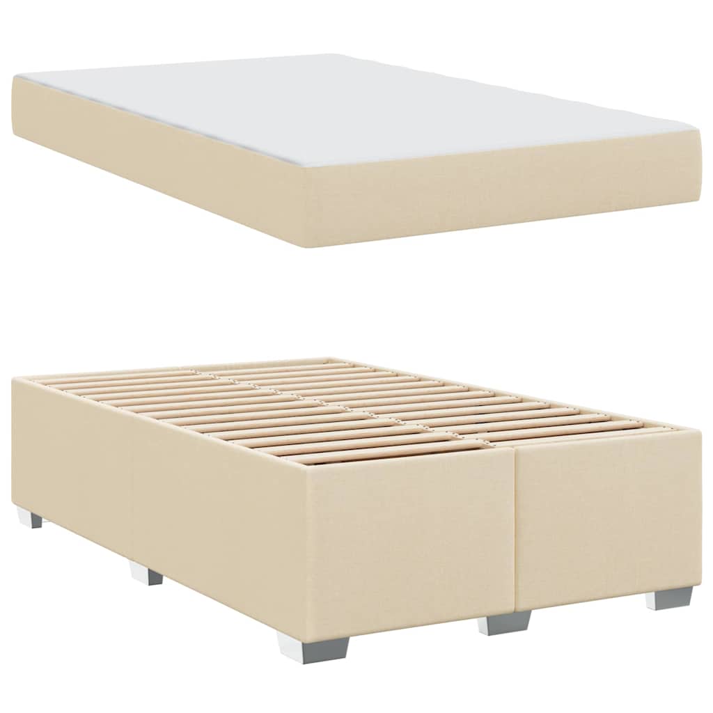 vidaXL Σκελετός Κρεβατιού με στρώμα Κρεμ 120 x 200 cm ύφασμα