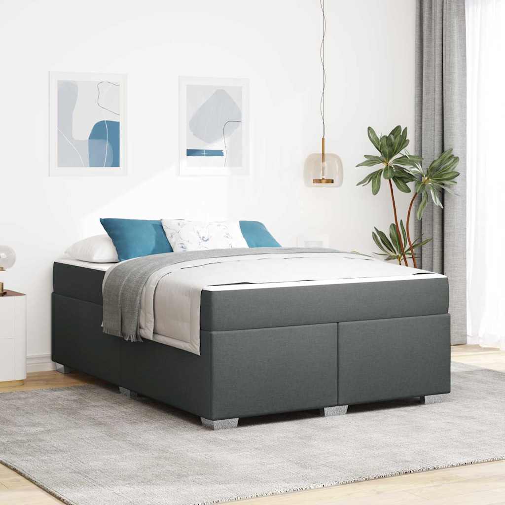 vidaXL Σκελετός Κρεβατιού Σκούρο γκρι 140 x 200 cm ύφασμα