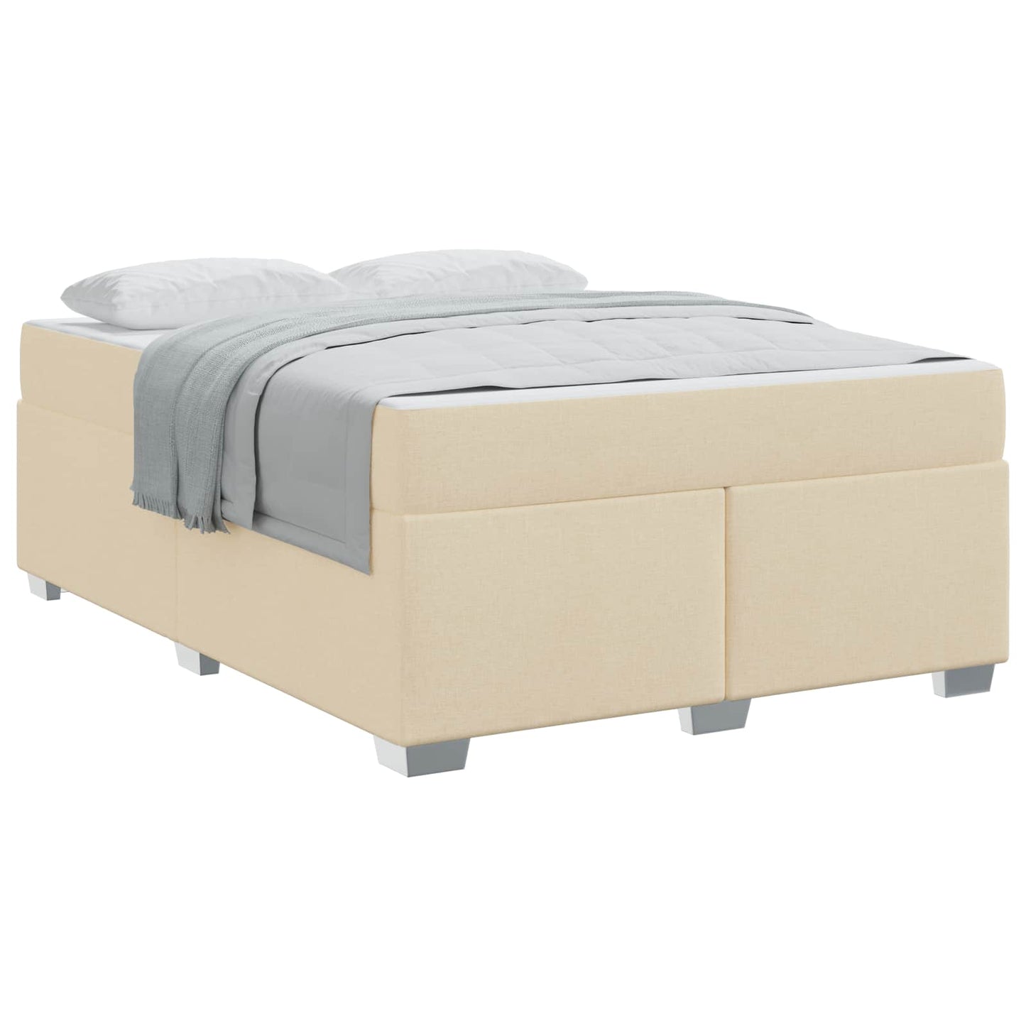 vidaXL Σκελετός Κρεβατιού με στρώμα Κρεμ 140 x 200 cm ύφασμα