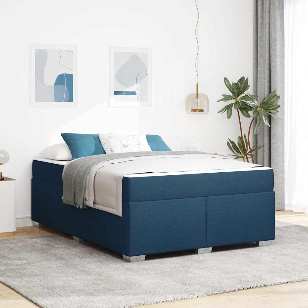 vidaXL Σκελετός Κρεβατιού με στρώμα Μπλε 140 x 200 cm ύφασμα