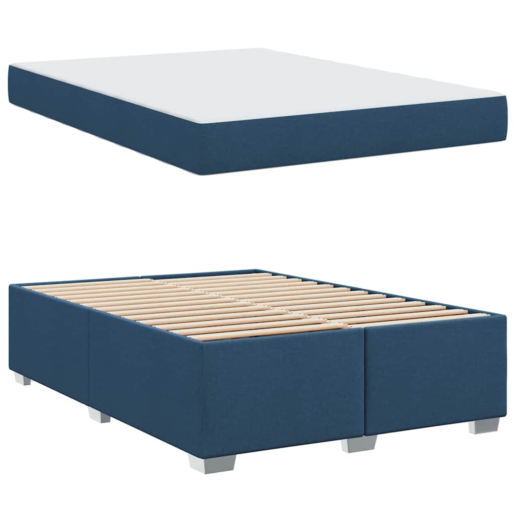 vidaXL Σκελετός Κρεβατιού με στρώμα Μπλε 160 x 200 cm ύφασμα
