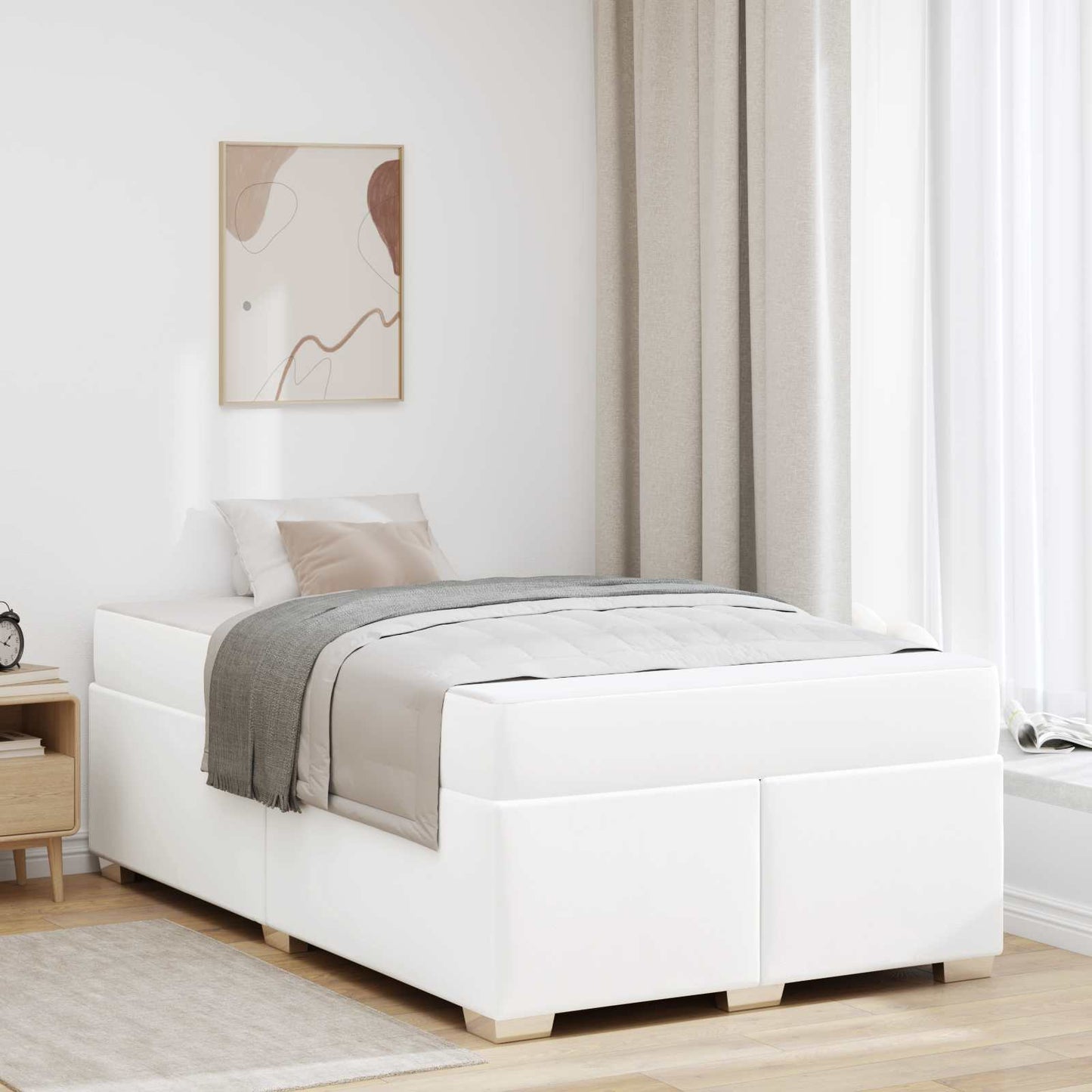 vidaXL Σκελετός Κρεβατιού με στρώμα Λευκό 120 x 190 cm ύφασμα