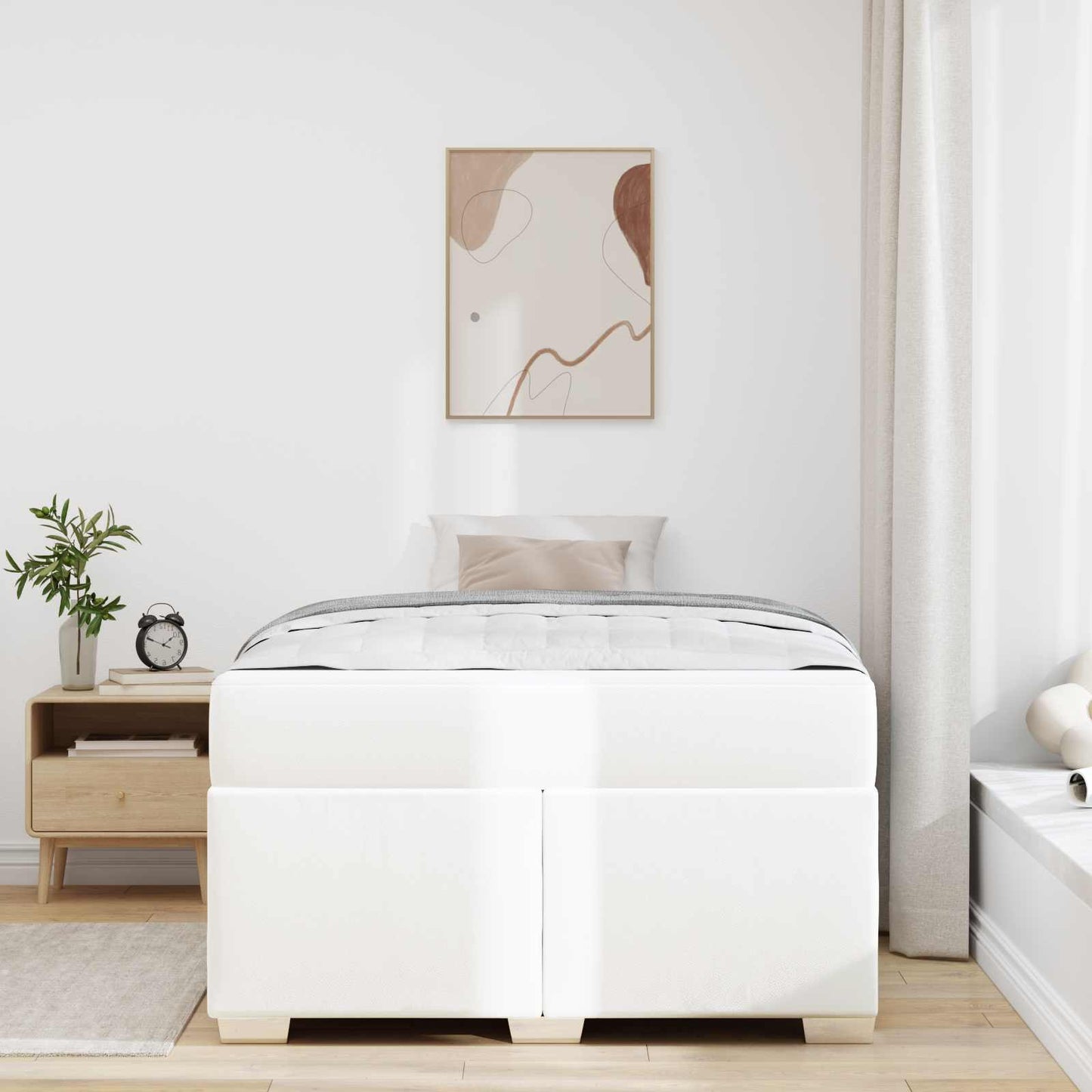 vidaXL Σκελετός Κρεβατιού με στρώμα Λευκό 120 x 190 cm ύφασμα
