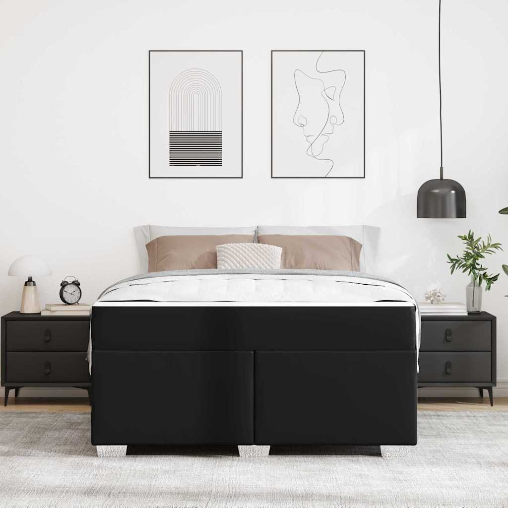 vidaXL Σκελετός Κρεβατιού Μαύρο 140 x 200 cm Τεχνητό δέρμα