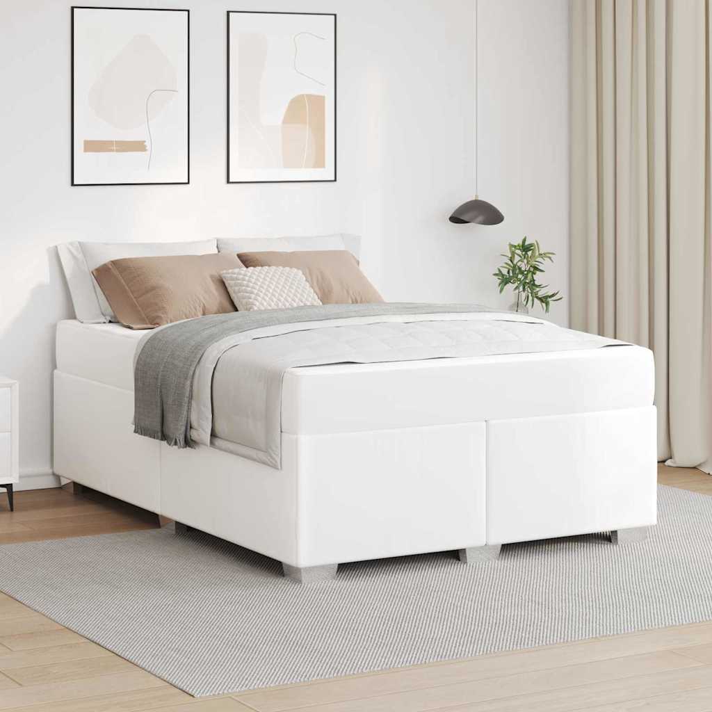 vidaXL Σκελετός Κρεβατιού με στρώμα Λευκό 140 x 200 cm ύφασμα