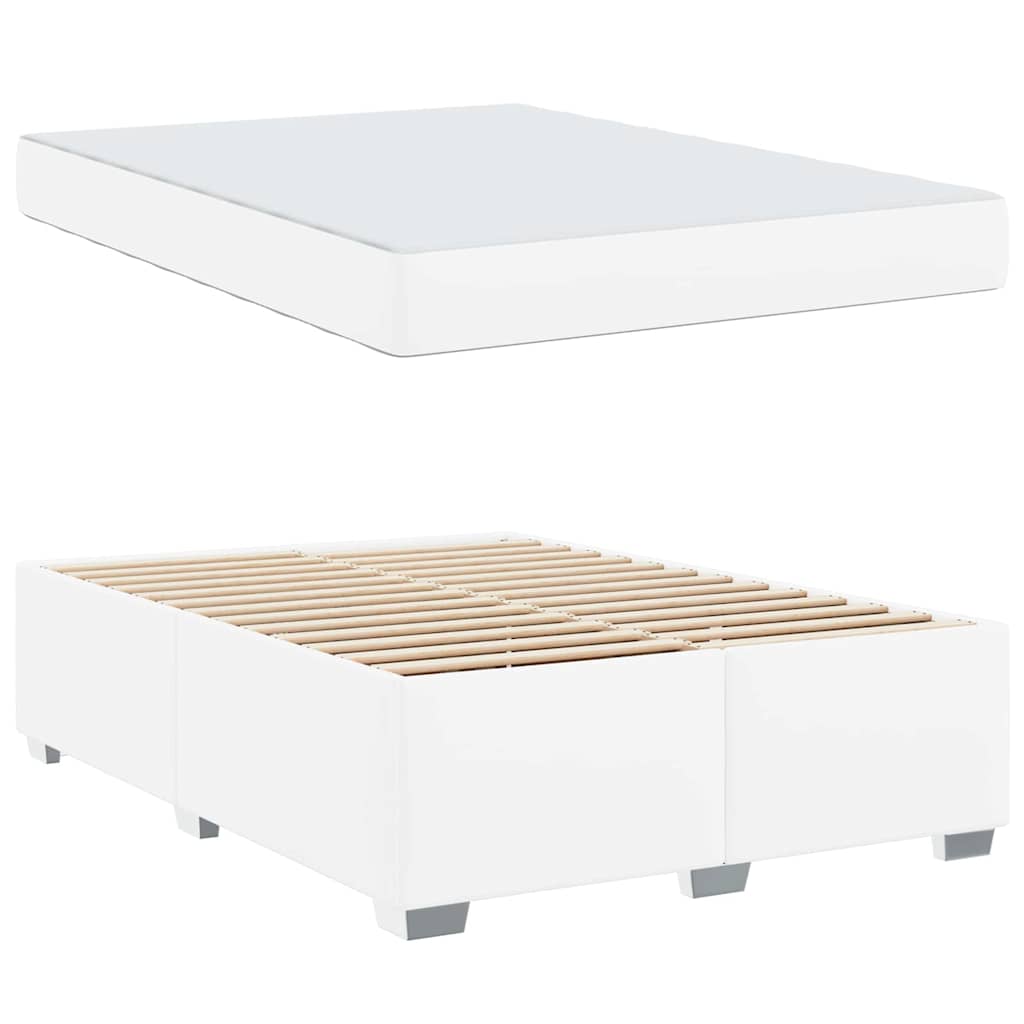 vidaXL Σκελετός Κρεβατιού με στρώμα Λευκό 140 x 200 cm ύφασμα