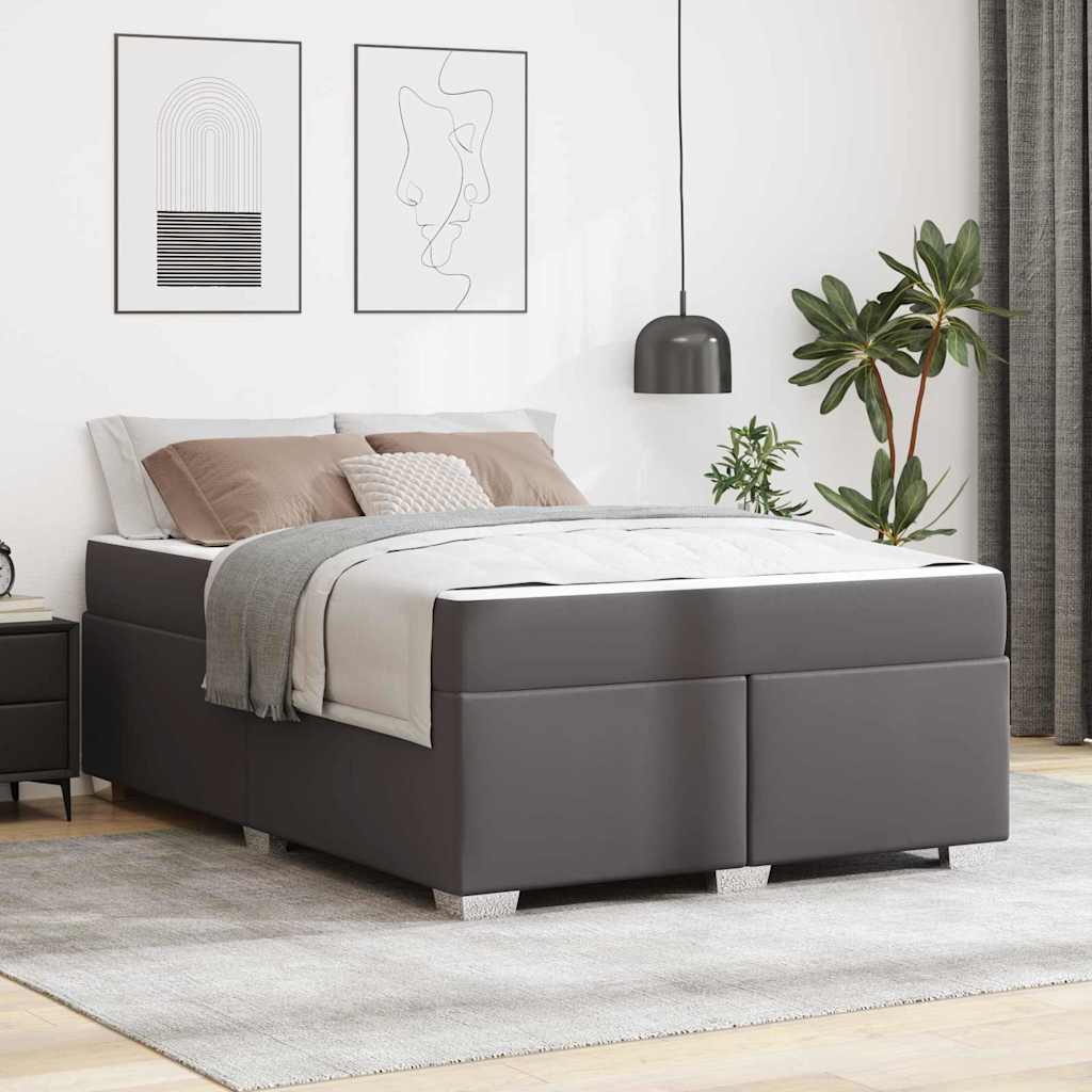 vidaXL Σκελετός Κρεβατιού με στρώμα Γκρι 160 x 200 cm ύφασμα