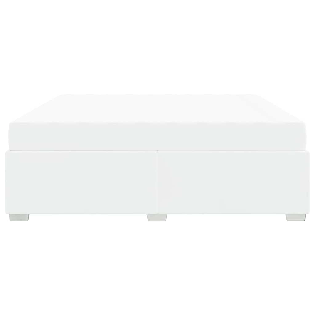 vidaXL Σκελετός Κρεβατιού με στρώμα Λευκό 200 x 200 cm ύφασμα