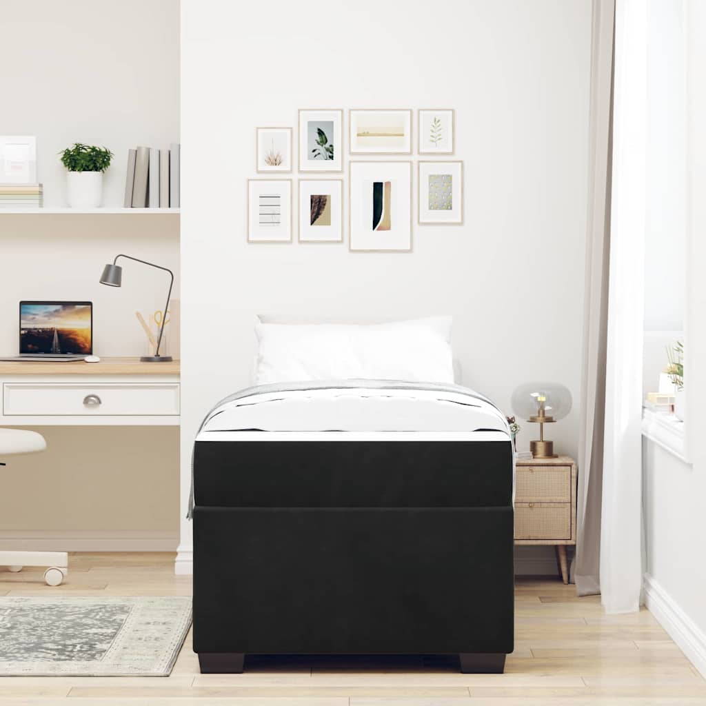 vidaXL Σκελετός κρεβατιού με στρώμα Μαύρο 90 x 190 cm Βελούδο
