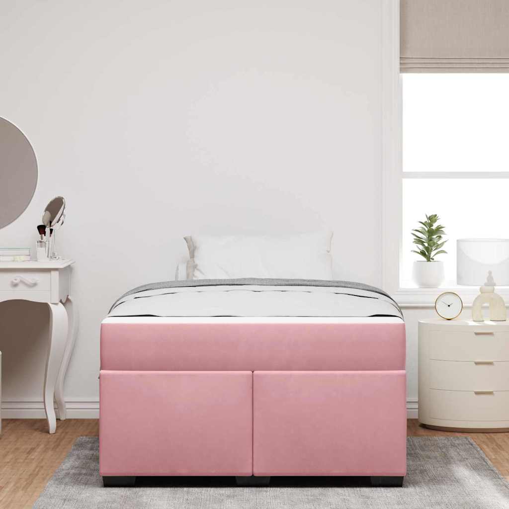 vidaXL Σκελετός Κρεβατιού με στρώμα Ροζ 120 x 190 cm ύφασμα