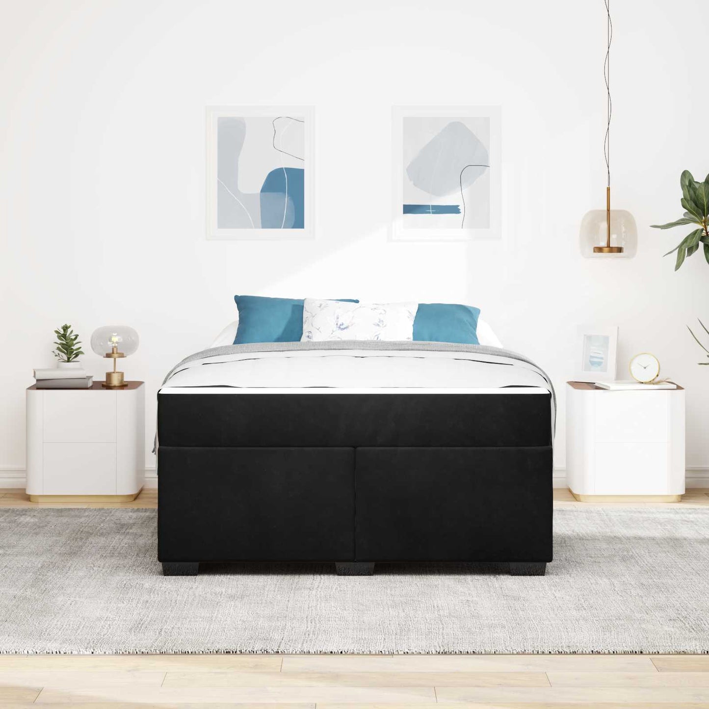 vidaXL Σκελετός Κρεβατιού με στρώμα Μαύρο 140 x 200 cm ύφασμα