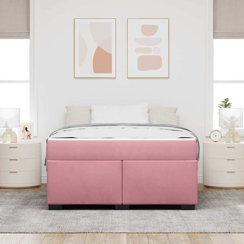 vidaXL Σκελετός Κρεβατιού με στρώμα Ροζ 160 x 200 cm ύφασμα