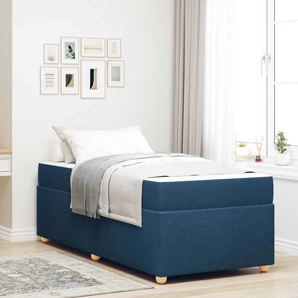 vidaXL Σκελετός Κρεβατιού με στρώμα Μπλε 90 x 190 cm ύφασμα