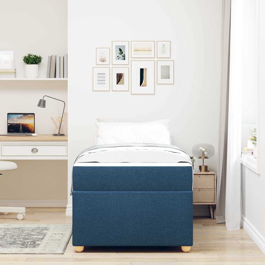 vidaXL Σκελετός Κρεβατιού με στρώμα Μπλε 90 x 190 cm ύφασμα