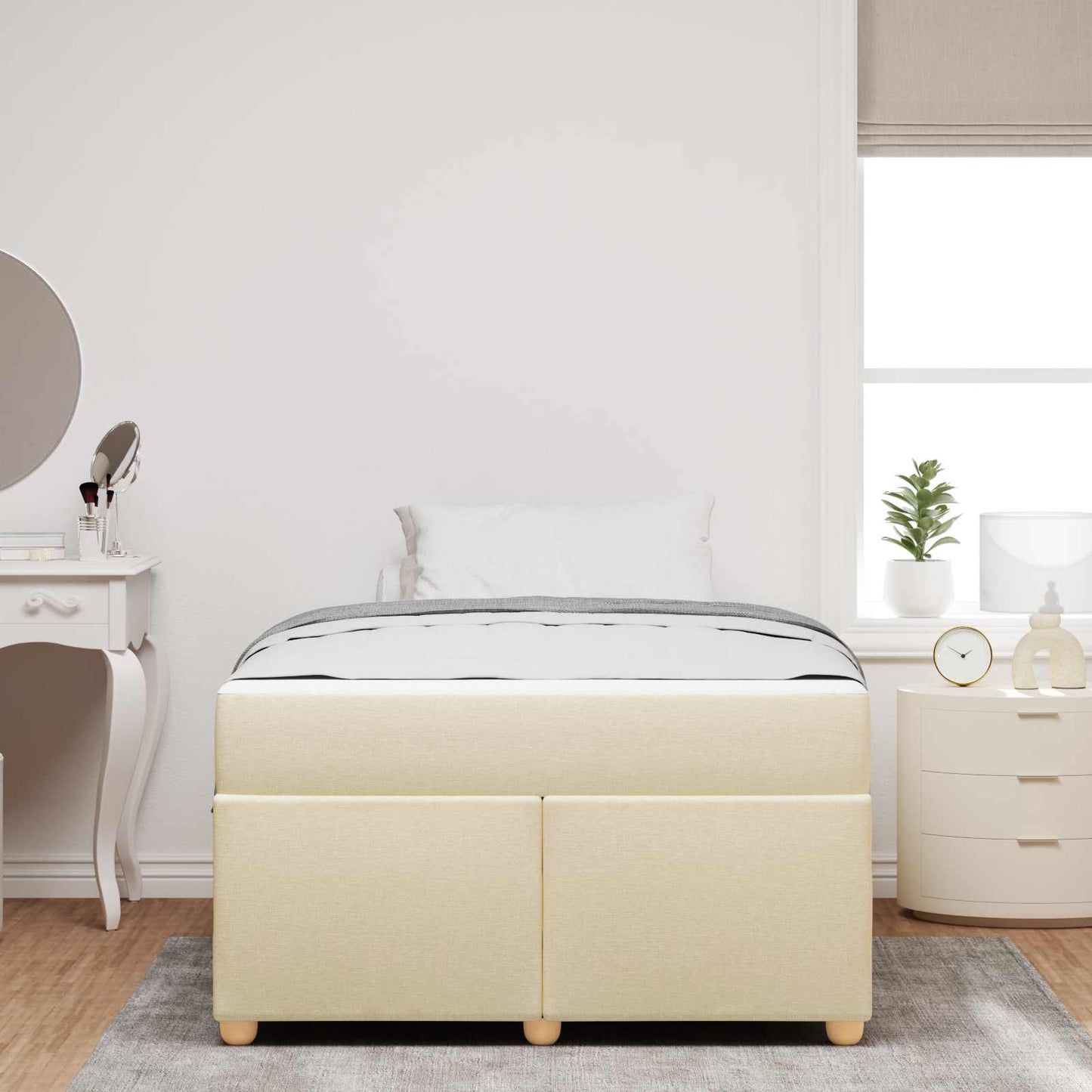 vidaXL Σκελετός Κρεβατιού με στρώμα Κρεμ 120 x 190 cm ύφασμα