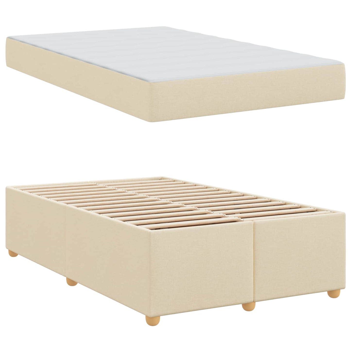 vidaXL Σκελετός Κρεβατιού με στρώμα Κρεμ 120 x 190 cm ύφασμα