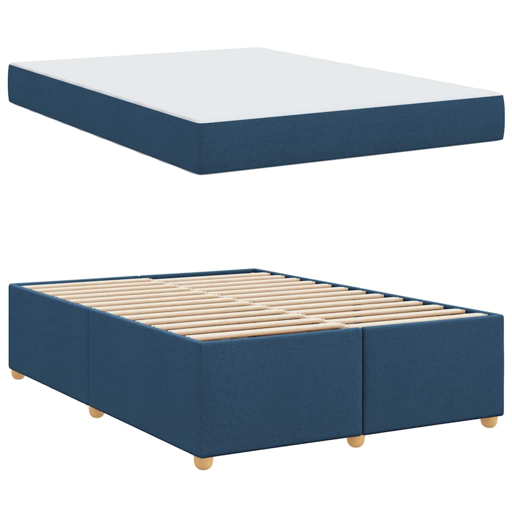 vidaXL Σκελετός Κρεβατιού με στρώμα Μπλε 140 x 200 cm ύφασμα