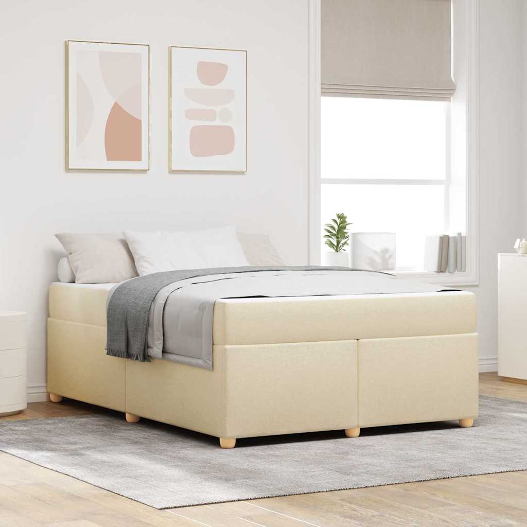 vidaXL Σκελετός Κρεβατιού με στρώμα Κρεμ 160 x 200 cm ύφασμα