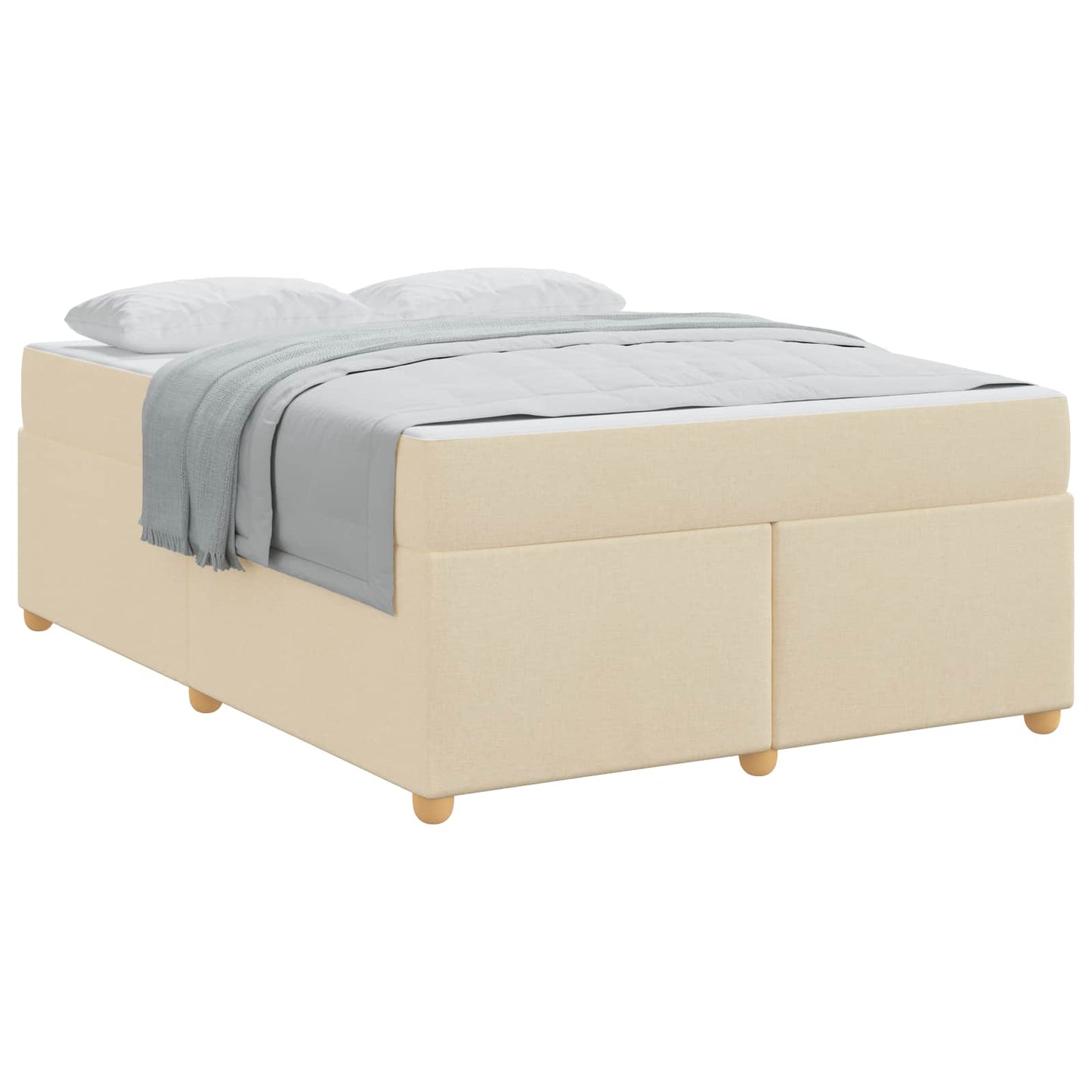 vidaXL Σκελετός Κρεβατιού με στρώμα Κρεμ 160 x 200 cm ύφασμα