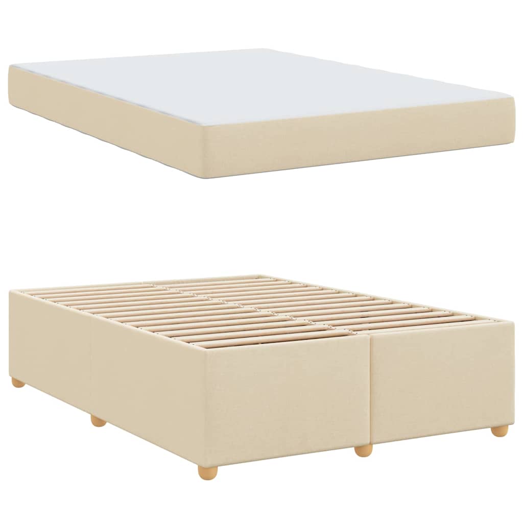 vidaXL Σκελετός Κρεβατιού με στρώμα Κρεμ 160 x 200 cm ύφασμα