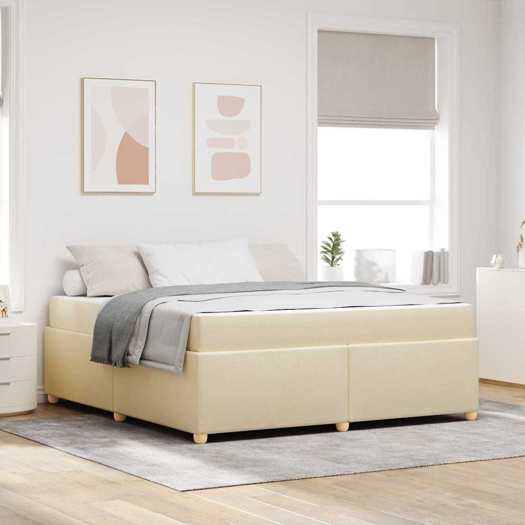 vidaXL Σκελετός Κρεβατιού με στρώμα Κρεμ 180 x 200 cm ύφασμα