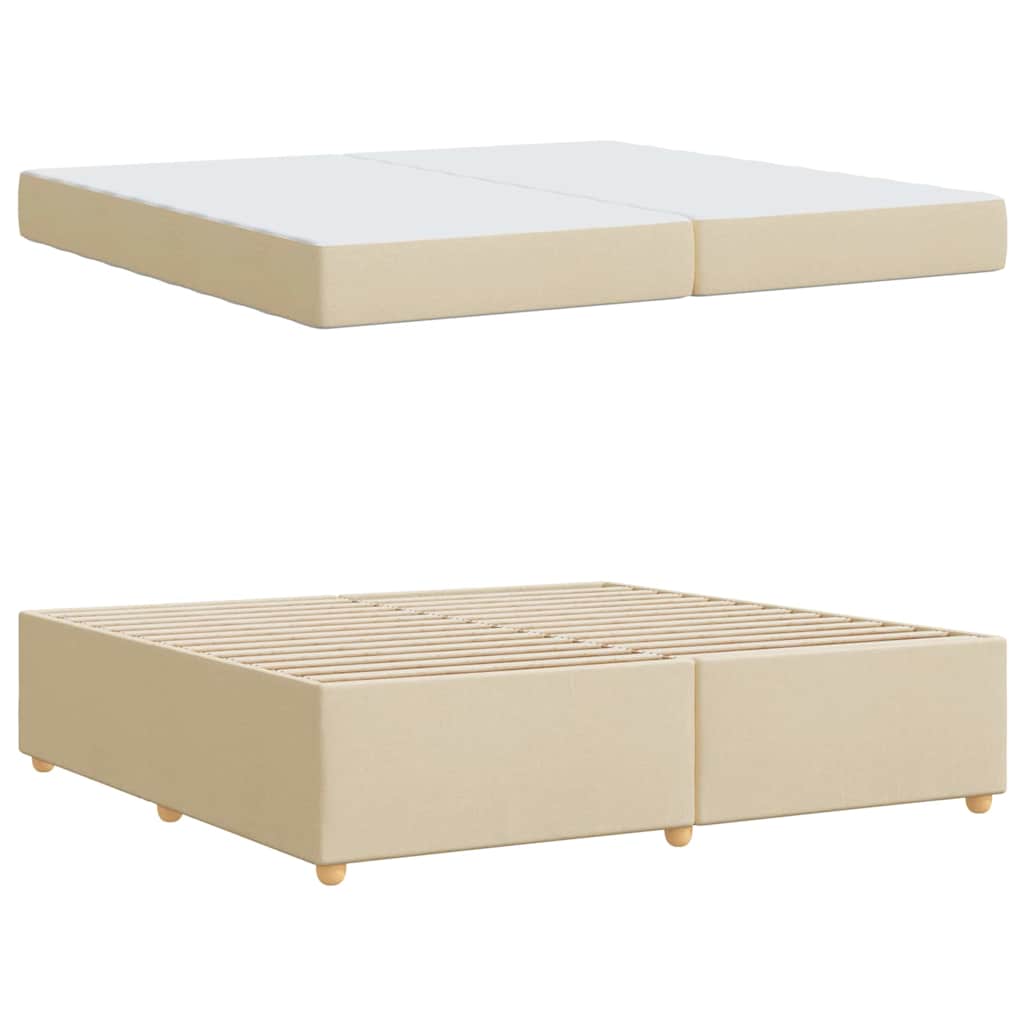vidaXL Σκελετός Κρεβατιού με στρώμα Κρεμ 200 x 200 cm ύφασμα