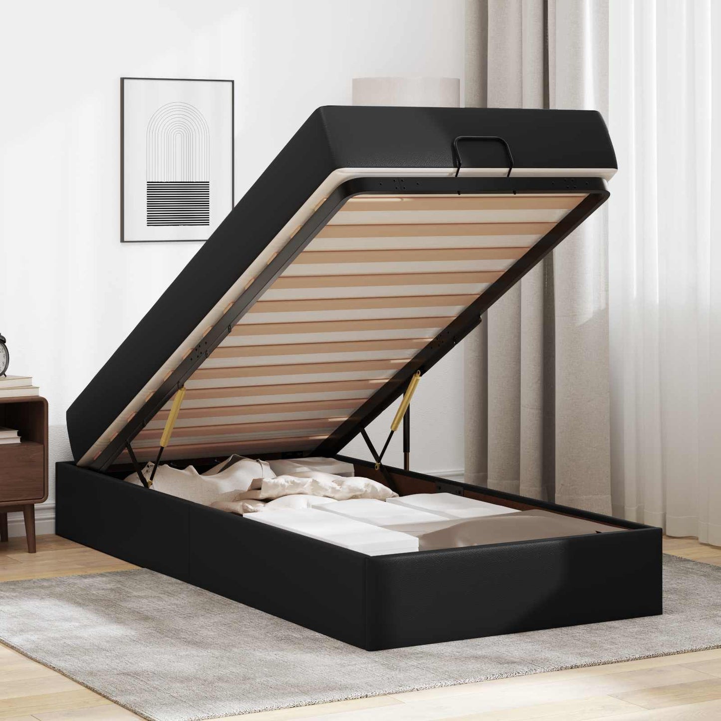vidaXL Σκελετός κρεβατιού με στρώμα Άλλο 2 pcs Μαύρο PVC