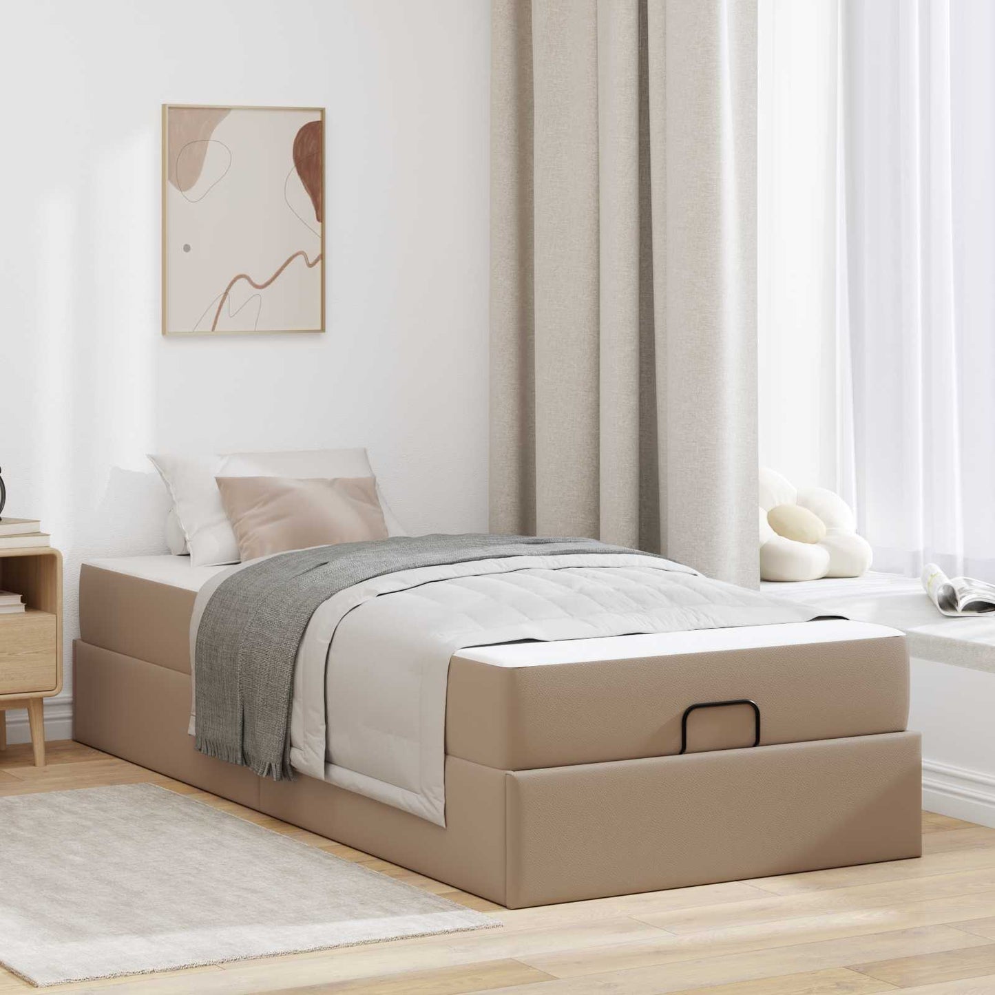 vidaXL Σκελετός κρεβατιού με στρώμα Άλλο 2 pcs Ώχρα PVC