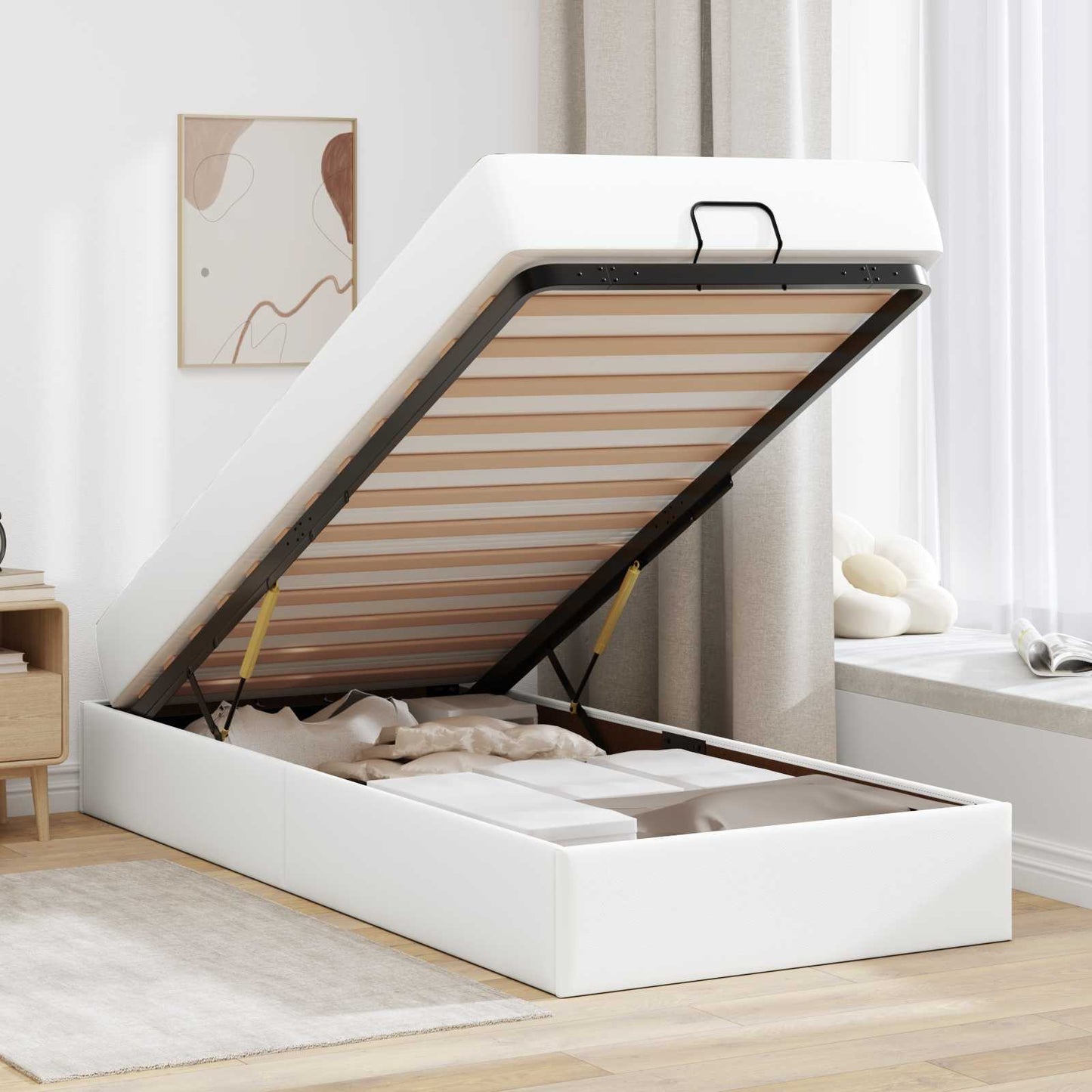 vidaXL Σκελετός κρεβατιού με στρώμα Άλλο 2 pcs Λευκό PVC