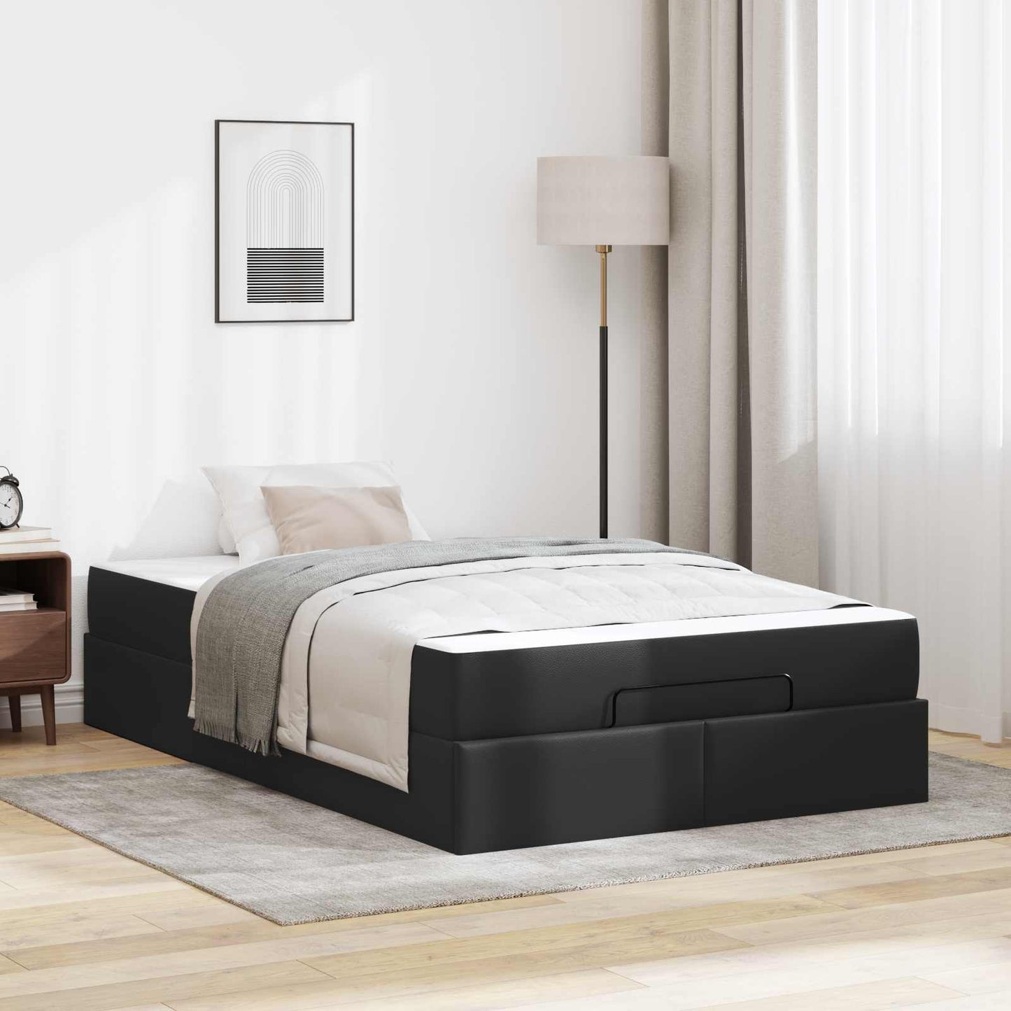 vidaXL Σκελετός κρεβατιού με στρώμα Άλλο 2 pcs Μαύρο PVC