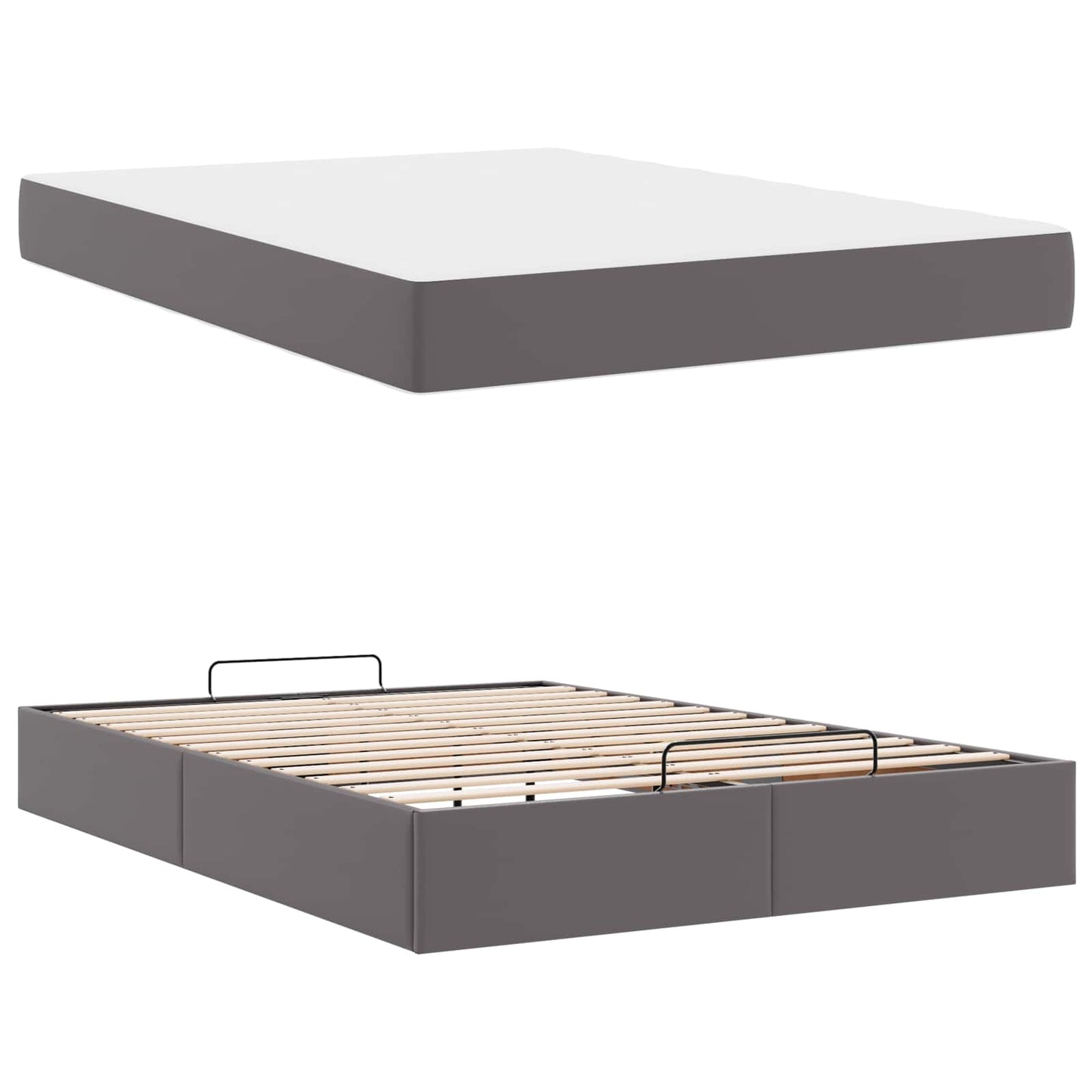 vidaXL Σκελετός κρεβατιού με στρώμα Άλλο 2 pcs Γκρι PVC