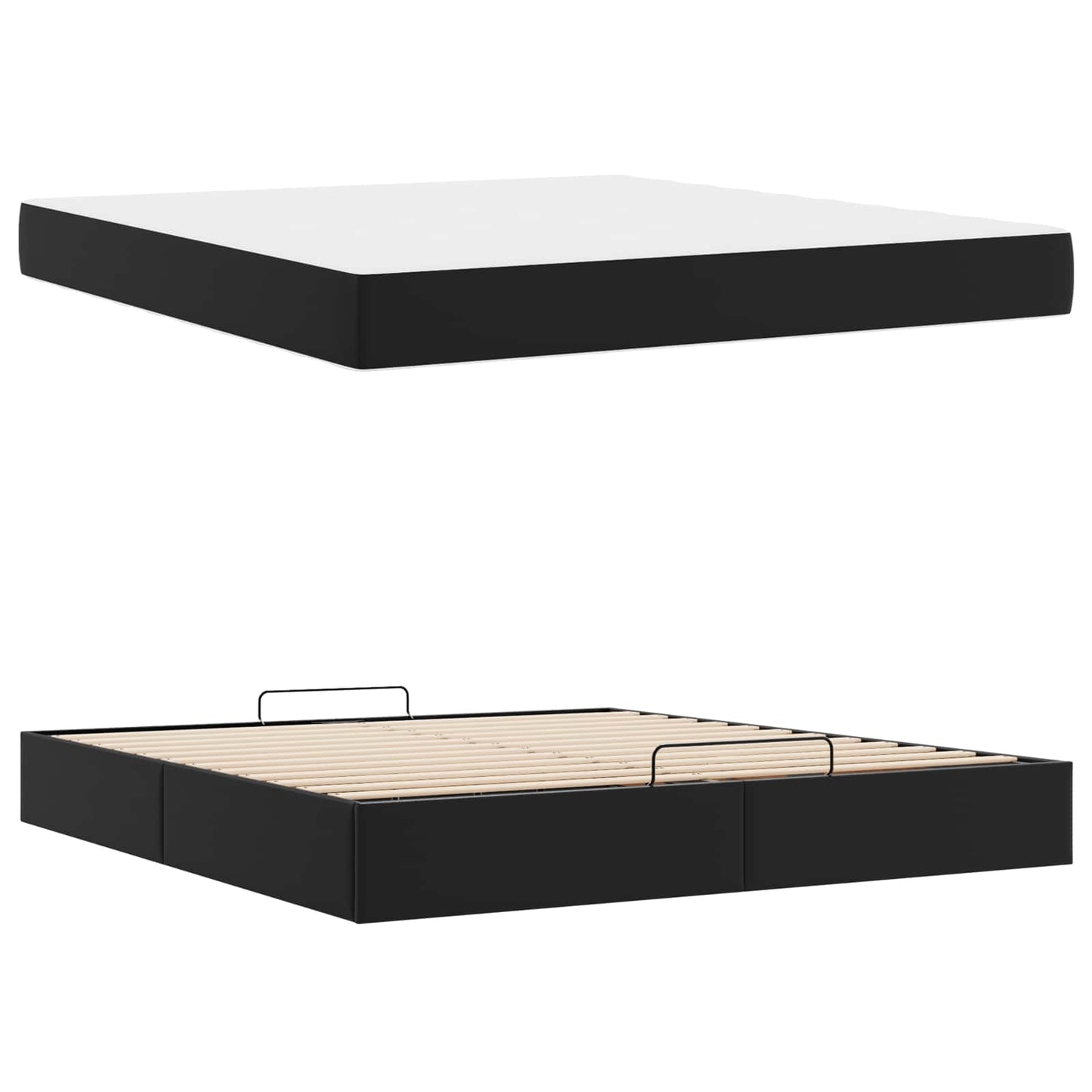 vidaXL Σκελετός κρεβατιού με στρώμα Άλλο 2 pcs Μαύρο PVC