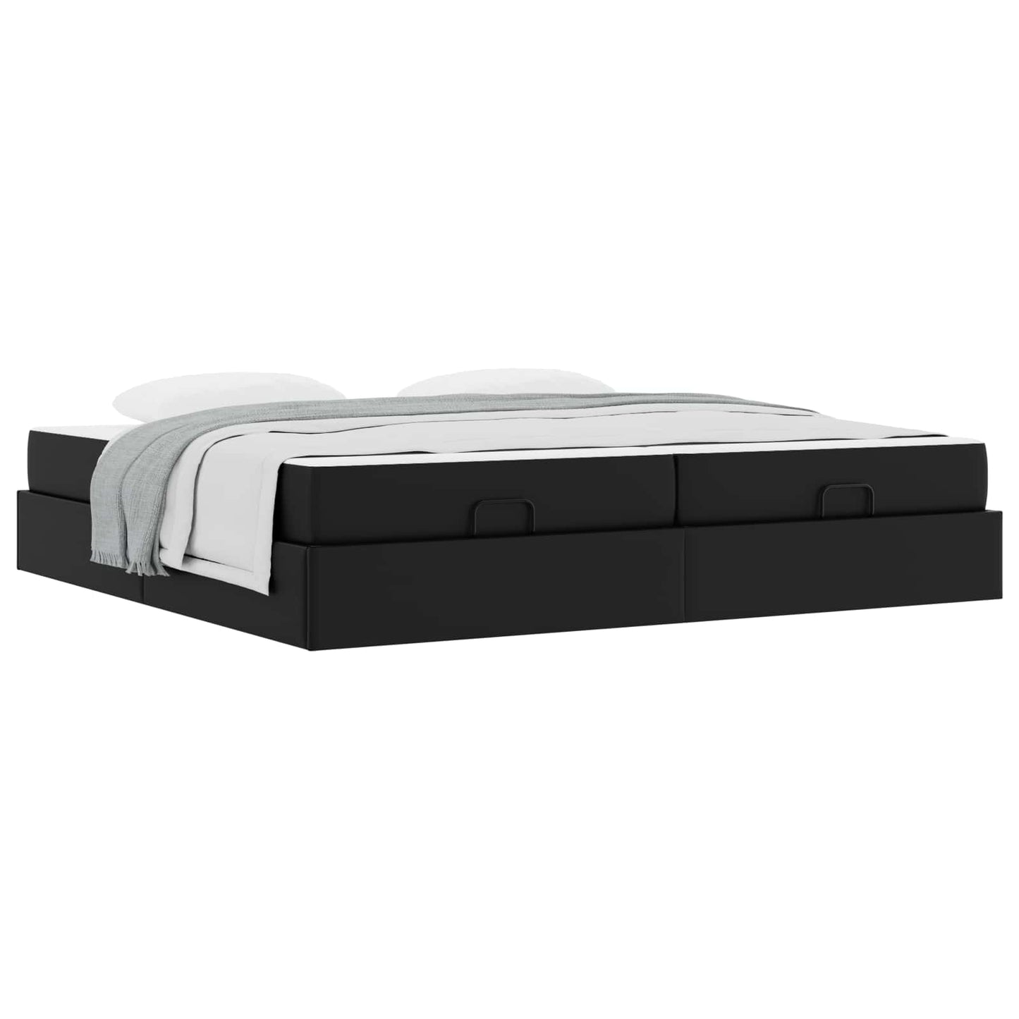 vidaXL Σκελετός κρεβατιού με στρώμα με στρώμα 2 pcs Μαύρο PVC