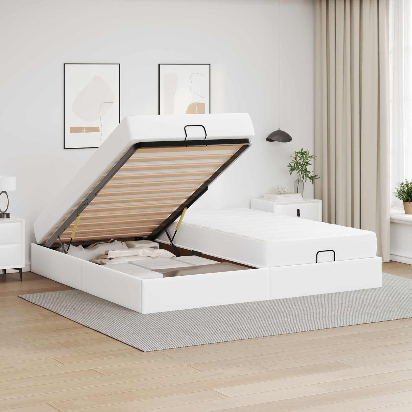 vidaXL Σκελετός κρεβατιού με στρώμα με στρώμα 2 pcs Λευκό PVC