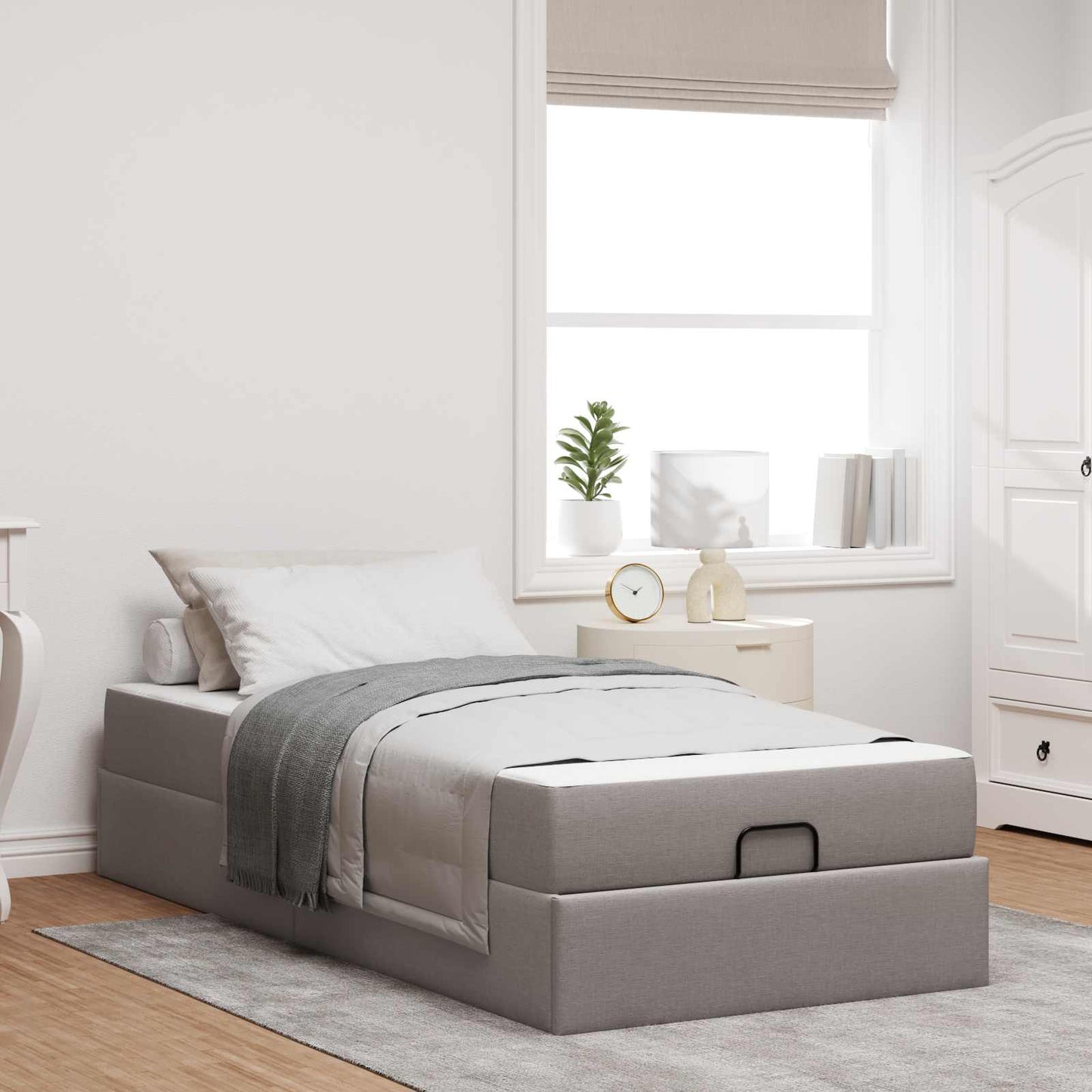 vidaXL Σκελετός κρεβατιού με στρώμα 2 pcs Taupe ύφασμα