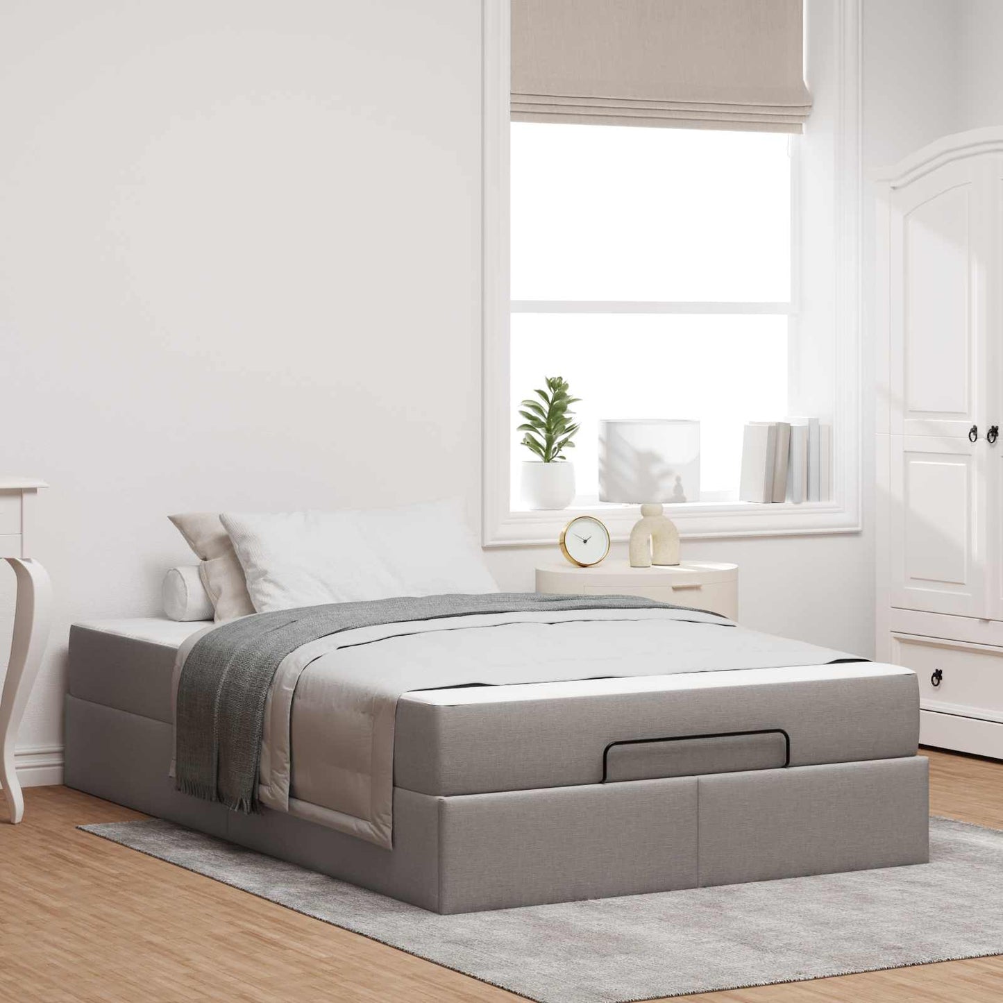vidaXL Σκελετός κρεβατιού με στρώμα 2 pcs Taupe ύφασμα