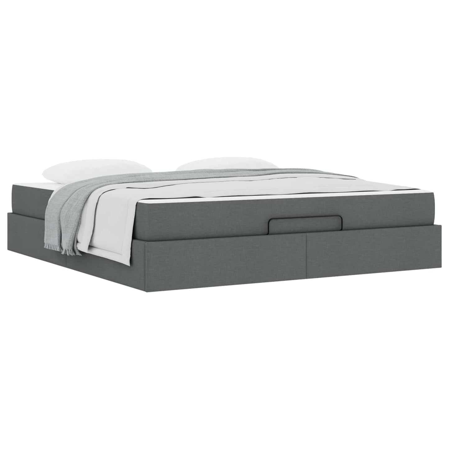 vidaXL Σκελετός κρεβατιού με στρώμα 2 pcs Σκούρο Γκρι ύφασμα