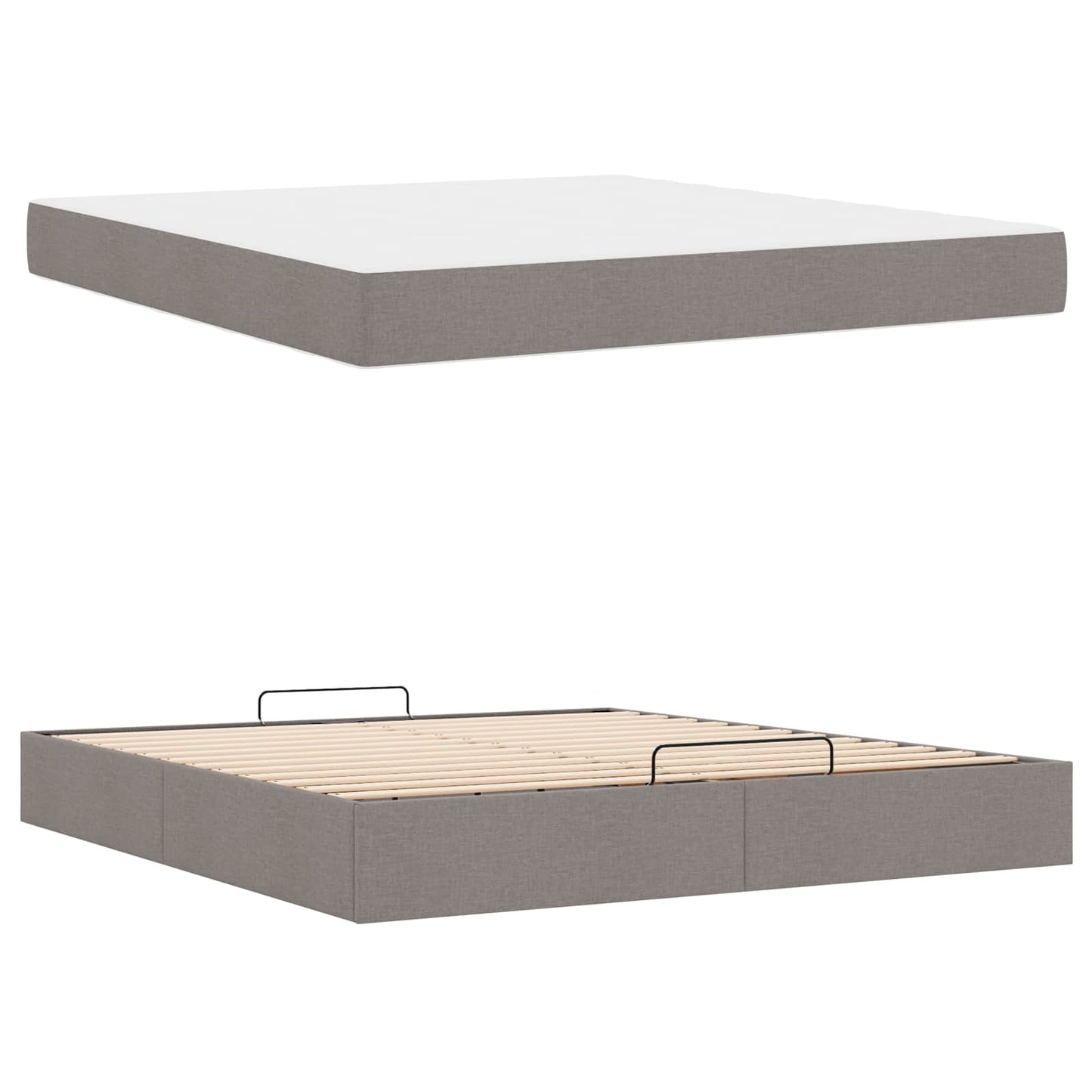 vidaXL Σκελετός κρεβατιού με στρώμα 2 pcs Taupe ύφασμα