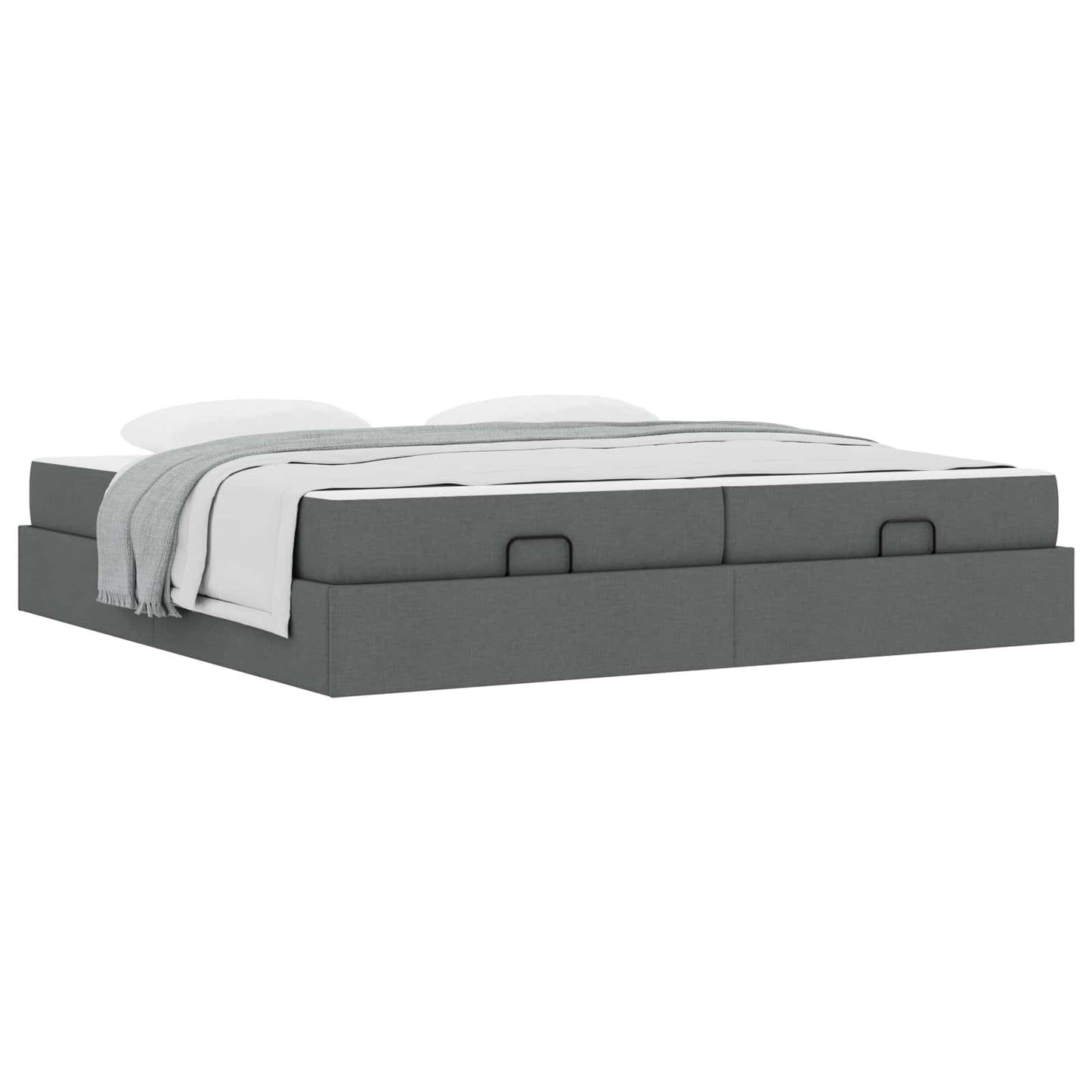 vidaXL Σκελετός κρεβατιού με στρώμα με στρώμα 2 pcs Σκούρο Γκρι ύφασμα