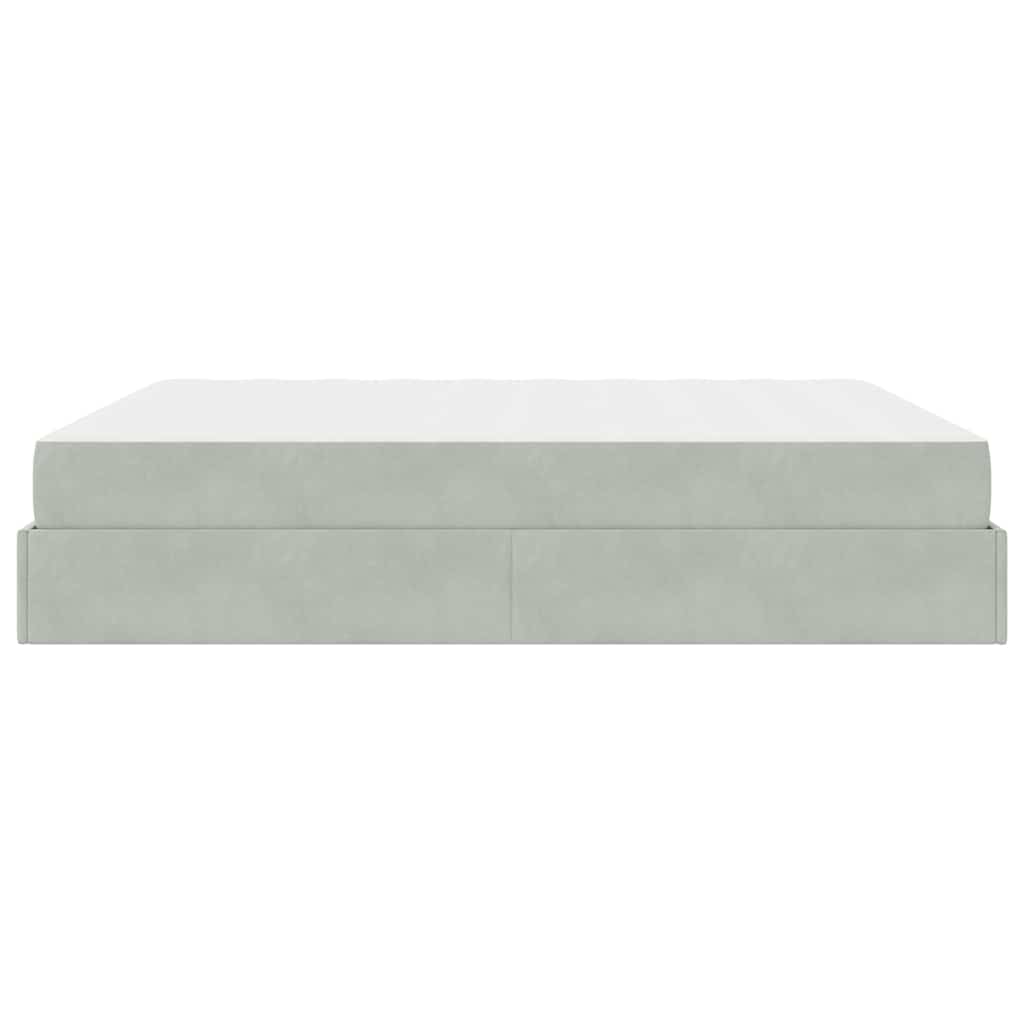 vidaXL Σκελετός κρεβατιού με στρώμα 2 pcs Ανοιχτό γκρι Βελούδο