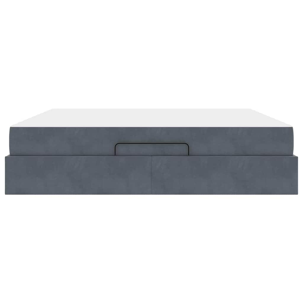 vidaXL Σκελετός κρεβατιού με στρώμα 2 pcs Σκούρο Γκρι Βελούδο