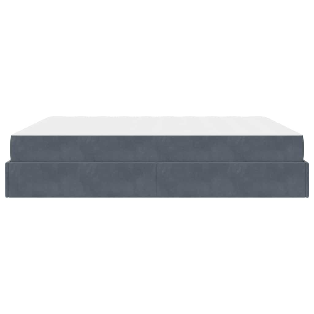 vidaXL Σκελετός κρεβατιού με στρώμα 2 pcs Σκούρο Γκρι Βελούδο