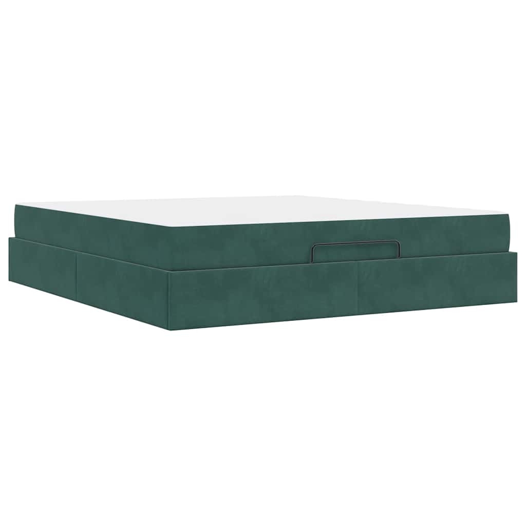 vidaXL Σκελετός κρεβατιού με στρώμα 2 pcs Πράσινο Βελούδο