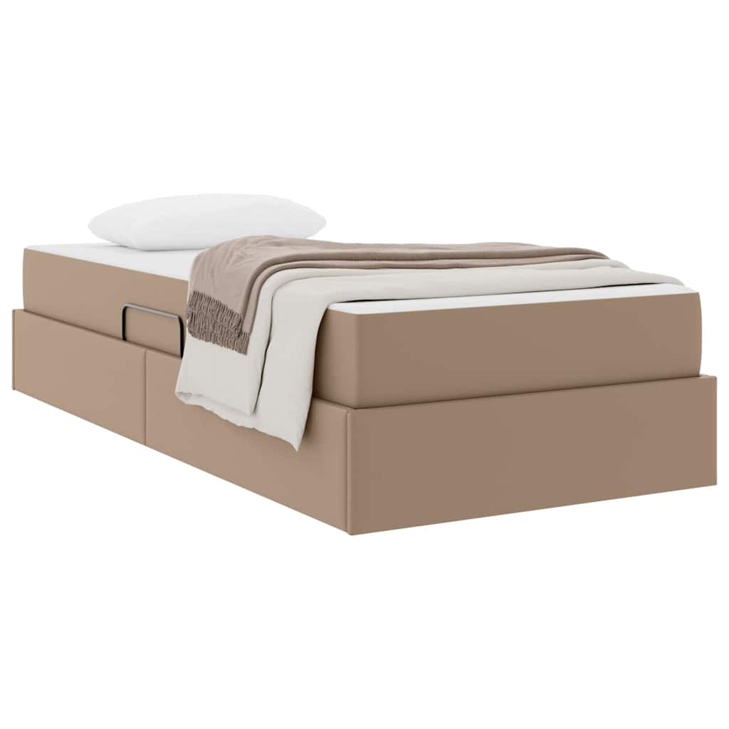 vidaXL Κρεβάτι με αποθηκευτικό χώρο και στρώμα 2 pcs Καπουτσίνο Δέρμα
