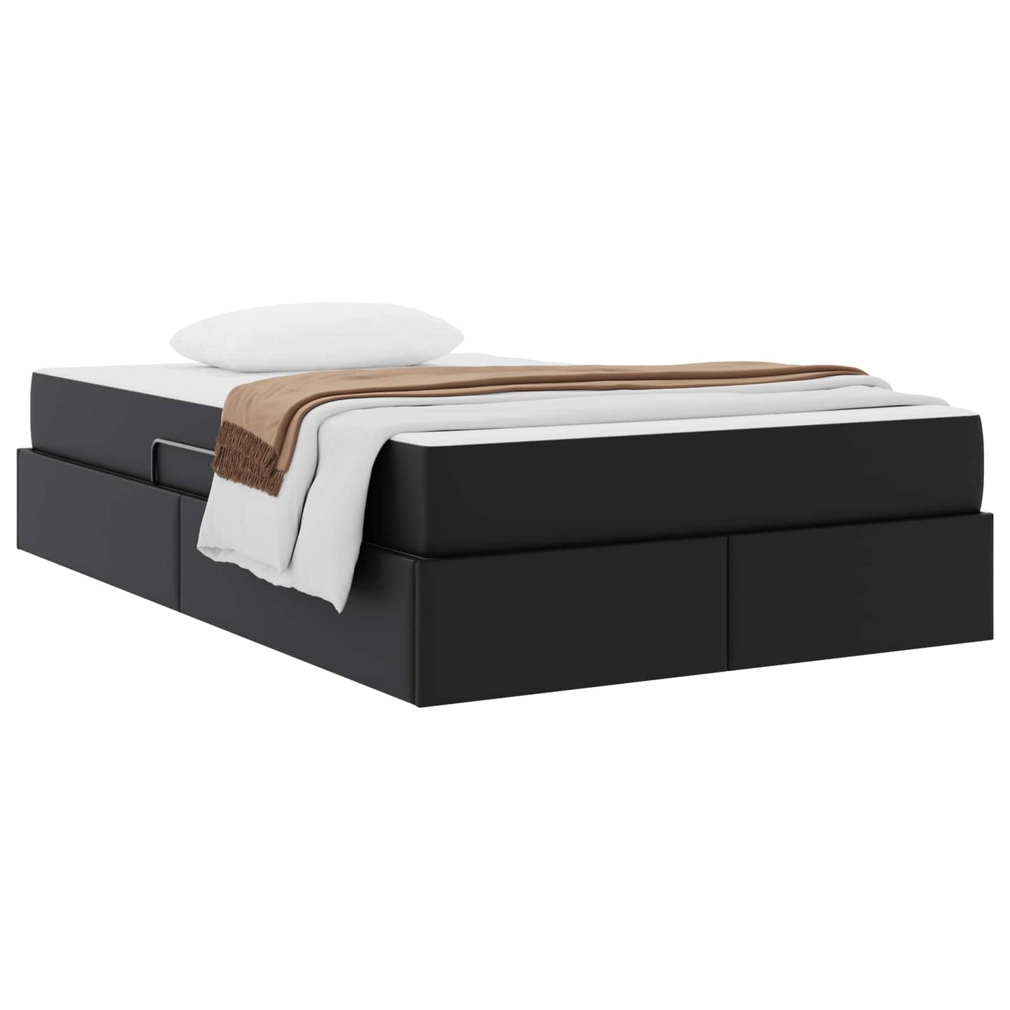 vidaXL Κρεβάτι με αποθηκευτικό χώρο και στρώμα 2 pcs Μαύρο Δέρμα