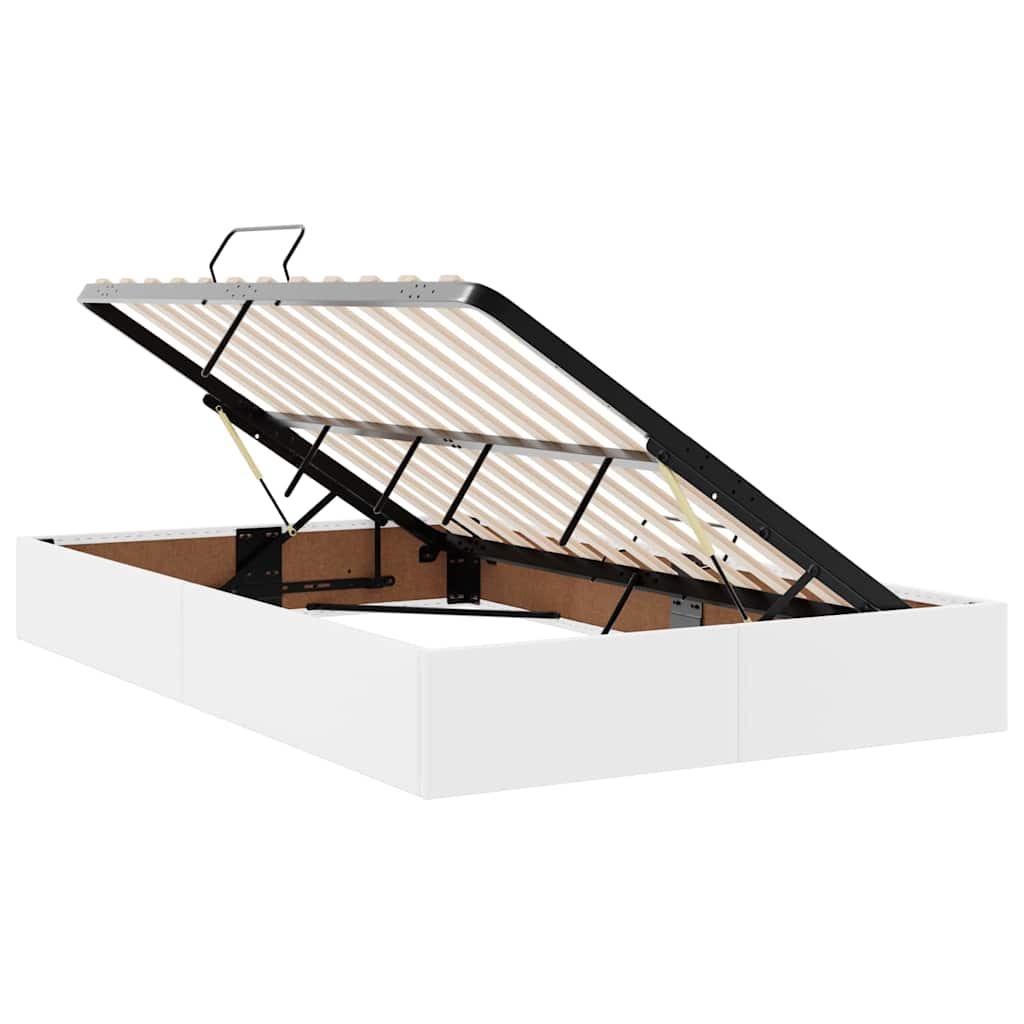 vidaXL Κρεβάτι με αποθηκευτικό χώρο και στρώμα 2 pcs Λευκό Δέρμα