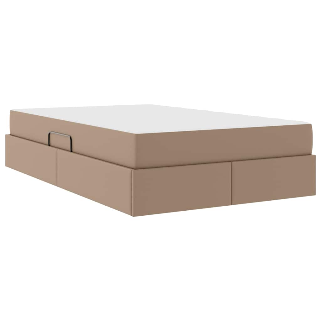 vidaXL Κρεβάτι με αποθηκευτικό χώρο και στρώμα 2 pcs Καπουτσίνο Δέρμα
